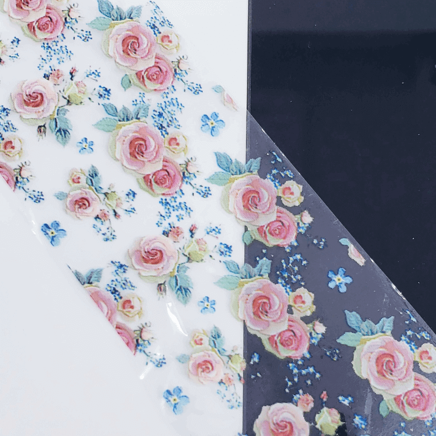 #18 Vintage FloralTransfer - thePINKchair.ca - Nail Art - thePINKchair nail studio