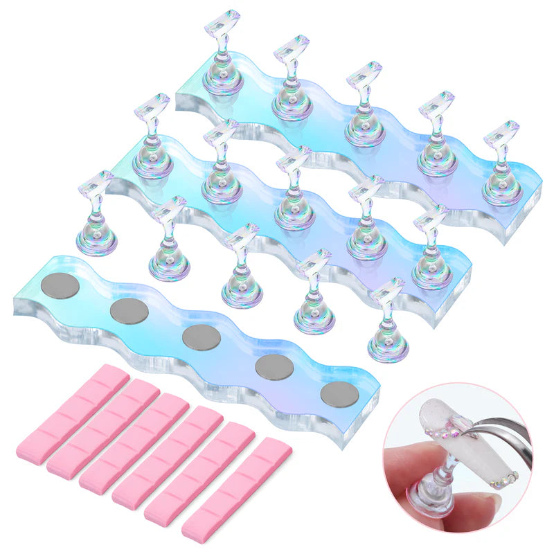 3 Sets Blue Acrylic Magnetic Nail Stand - thePINKchair.ca