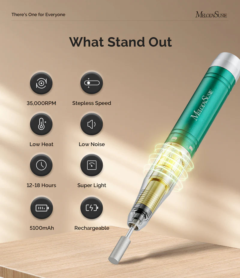 Jade Plus(MB450C) Rechargeable Nail Drill 35,000 RPM - thePINKchair.ca