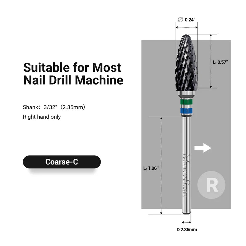 Ceramic Nail Drill Bit Black - thePINKchair.ca