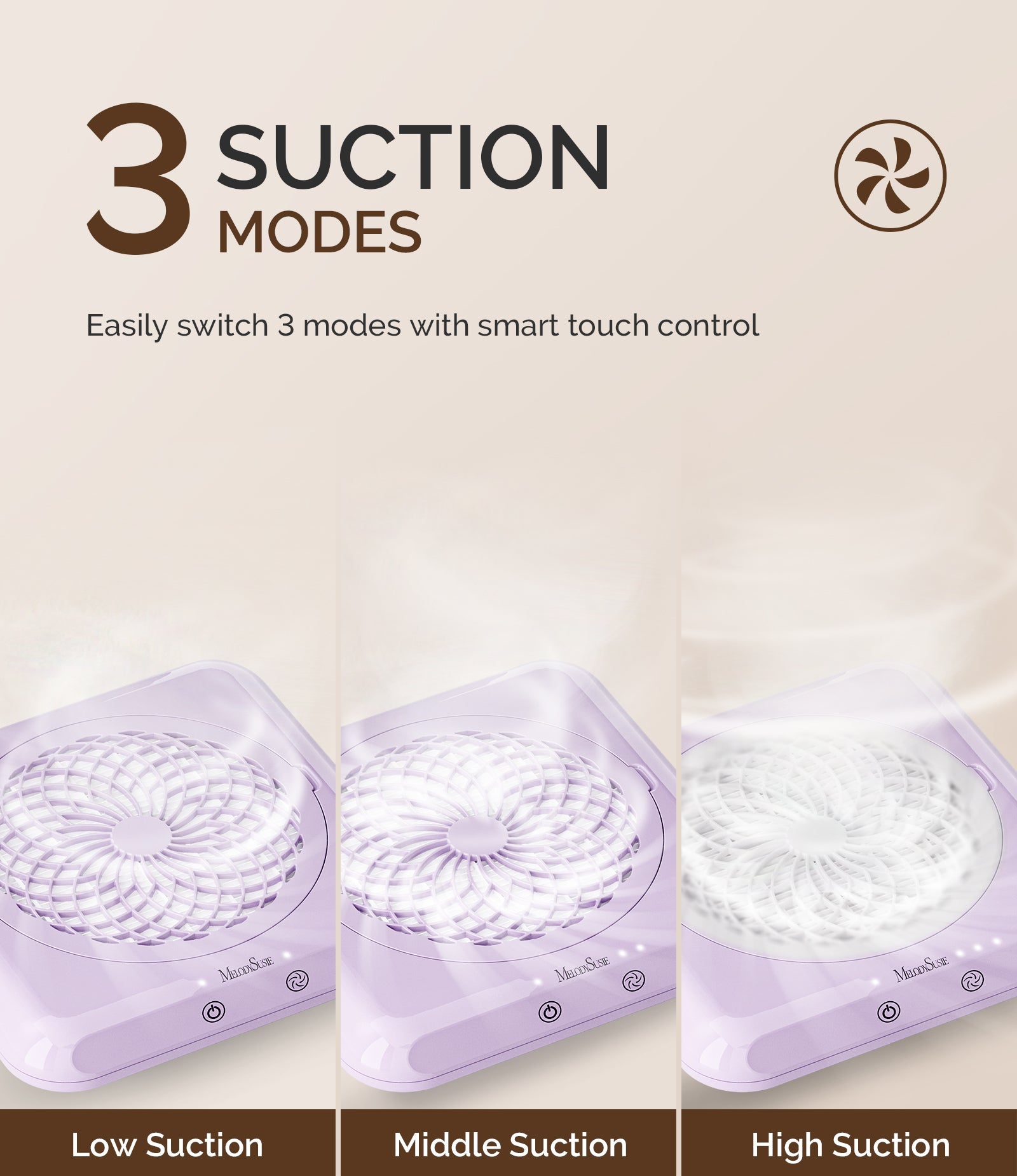 MelodySusie three suction settings diagram