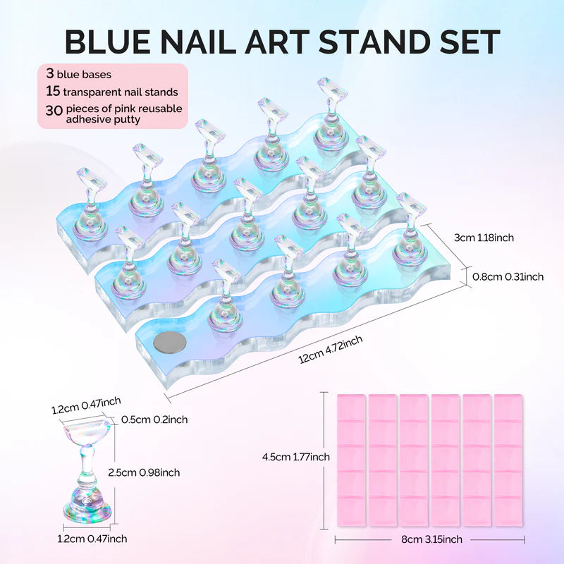 3 Sets Blue Acrylic Magnetic Nail Stand - thePINKchair.ca