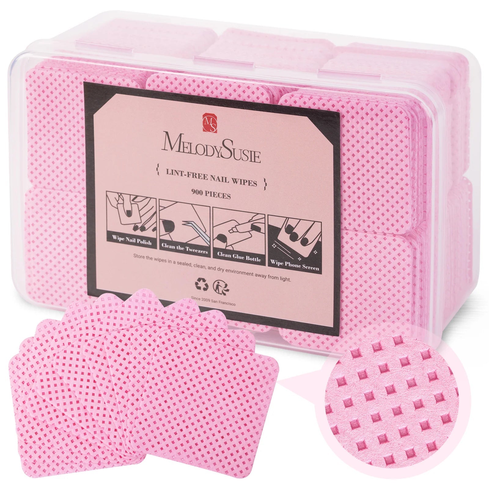 900 Pcs Lint Free Nail Wipes - Pink - thePINKchair.ca - Odds & Ends - Melody Susie