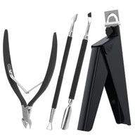 Melody Susie acrylic nail clippers 4-in-1 kit with black tools for nail shaping and trimming, visible in the image.