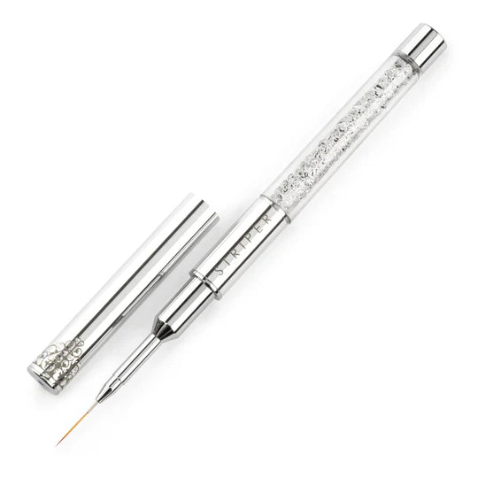 Ugly Duckling premium crystal striper brush with chrome finish, designed for precise nail art and striping details.