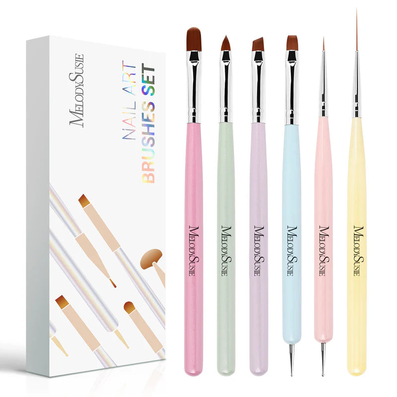 Color Nail Art Brushes Set (6Pcs) - thePINKchair.ca