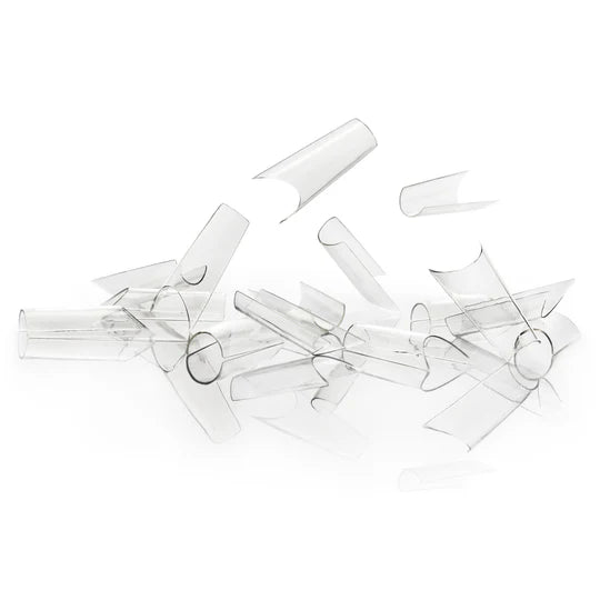 Set of 200 premium fit nail tips by Ugly Duckling, showcasing clear, natural-looking artificial nail tips for professional manicures.