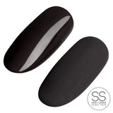 Ugly Duckling Vamp Collection gel polish in Blacklisted shade, showing dark black color with glossy finish on a nail.