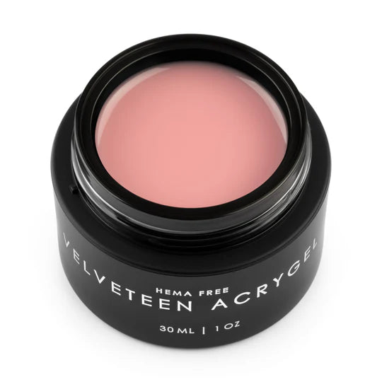 Ugly Duckling Velveteen Acrygel Fufu 30ml builder gel in a clear jar, ideal for nail enhancements and acrylic nail art.