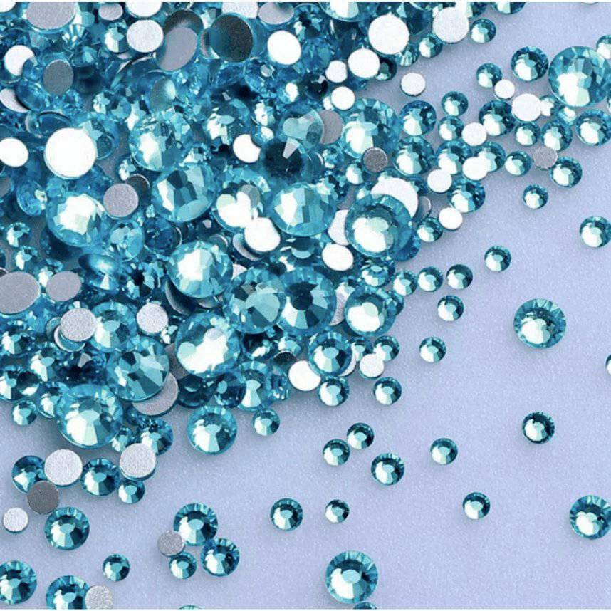 Aquamarine Mixed Sizes Rhinestones by thePINKchair - thePINKchair.ca - Rhinestone - thePINKchair nail studio