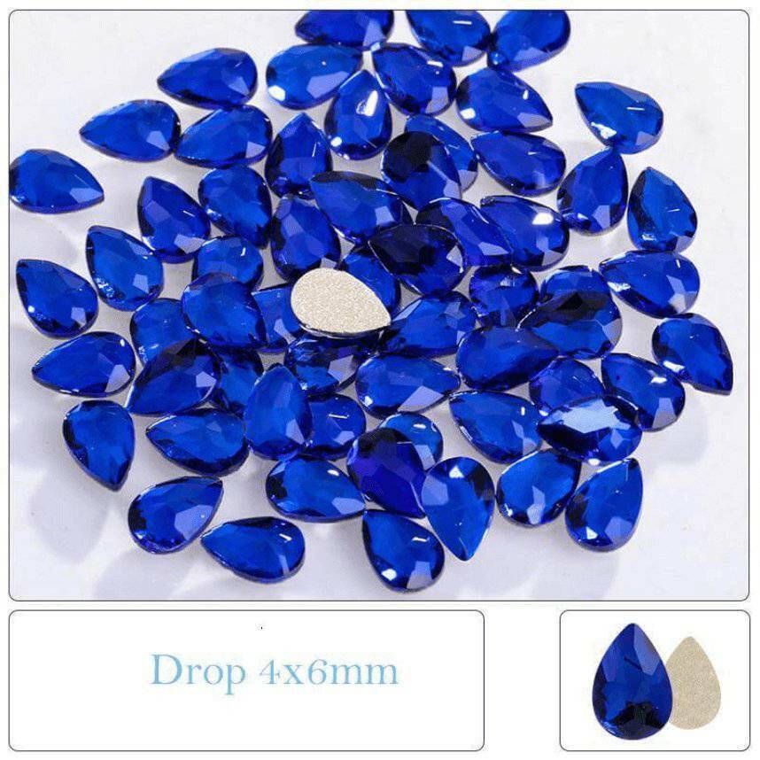 Capri Blue, Drop (4x6mm/12pcs) by thePINKchair - thePINKchair.ca - Rhinestone - thePINKchair nail studio