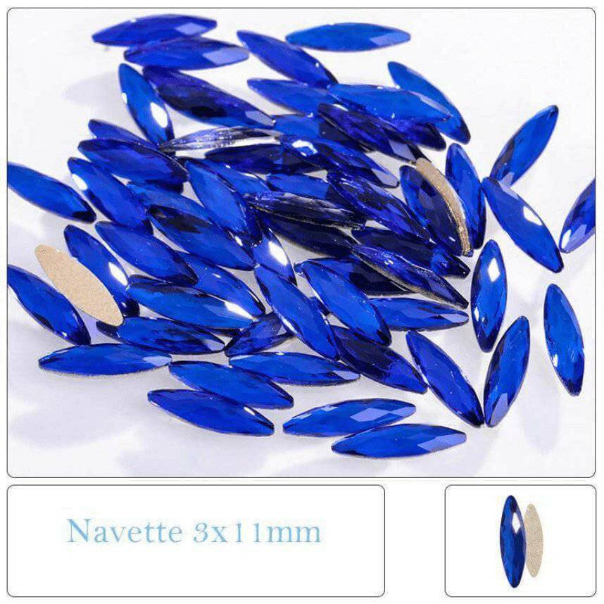 Capri Blue, Navette (3x11mm/12pcs) by thePINKchair - thePINKchair.ca - Rhinestone - thePINKchair nail studio