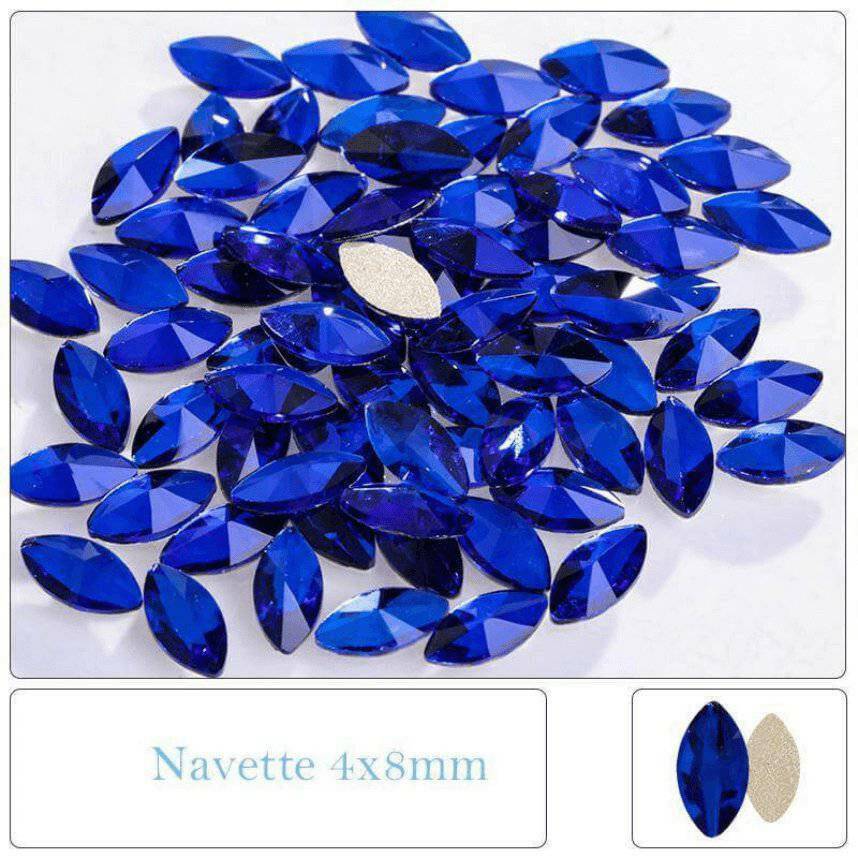 Capri Blue, Navette (4x8mm/12pcs) by thePINKchair - thePINKchair.ca - Rhinestone - thePINKchair nail studio