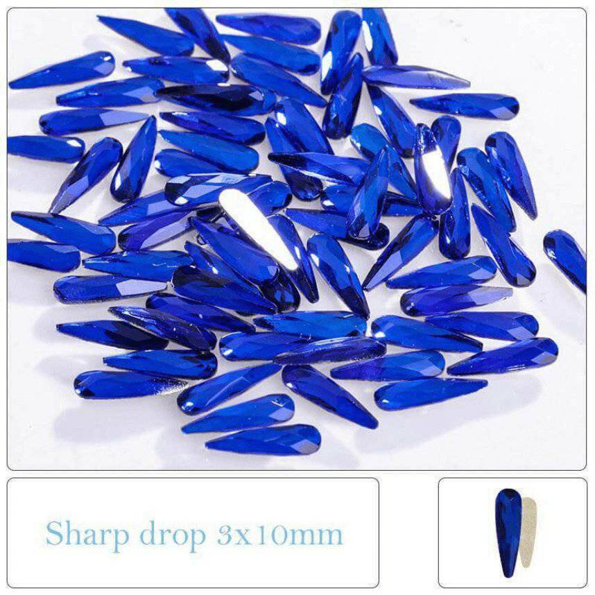 Capri Blue, Sharp Drop (3x10mm/12pcs) by thePINKchair - thePINKchair.ca - Rhinestone - thePINKchair nail studio