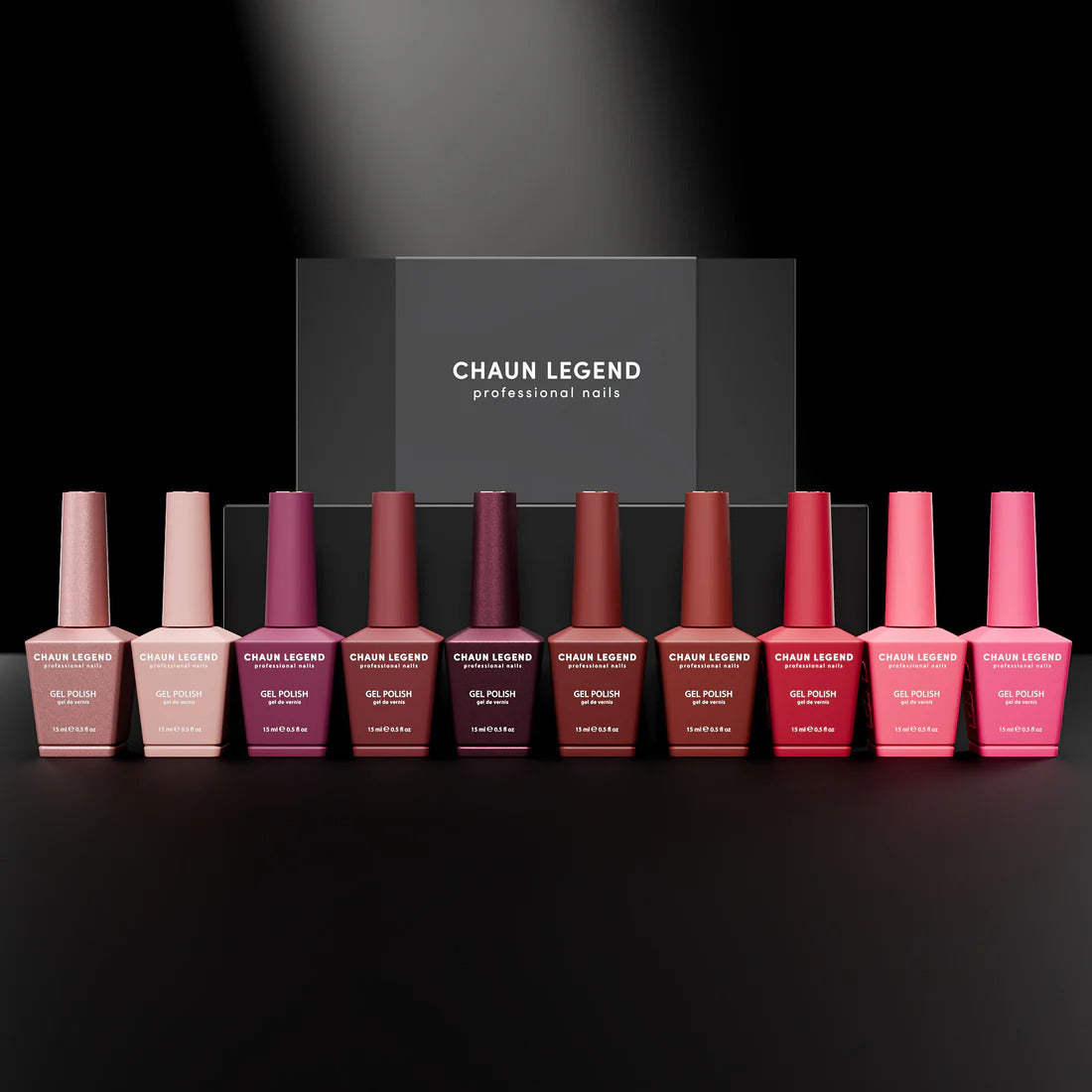 Chaun Legend After Dark Gel Polish Collection with ten pink, red and burgundy shades