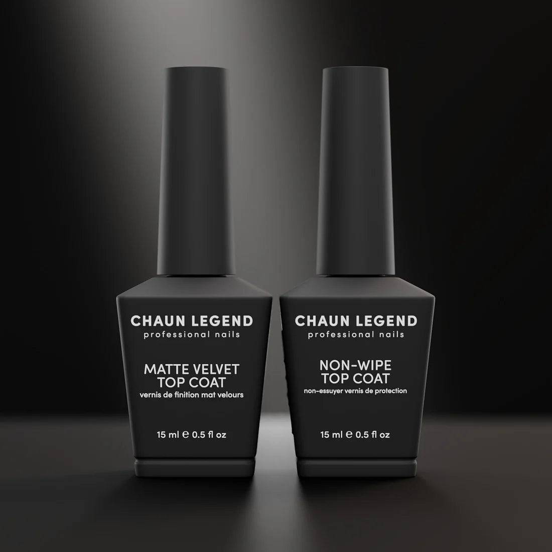 Chaun Legend Velvet Matte + Non-Wipe Top Coat Duo - thePINKchair.ca - Gel Polish - Chaun Legend