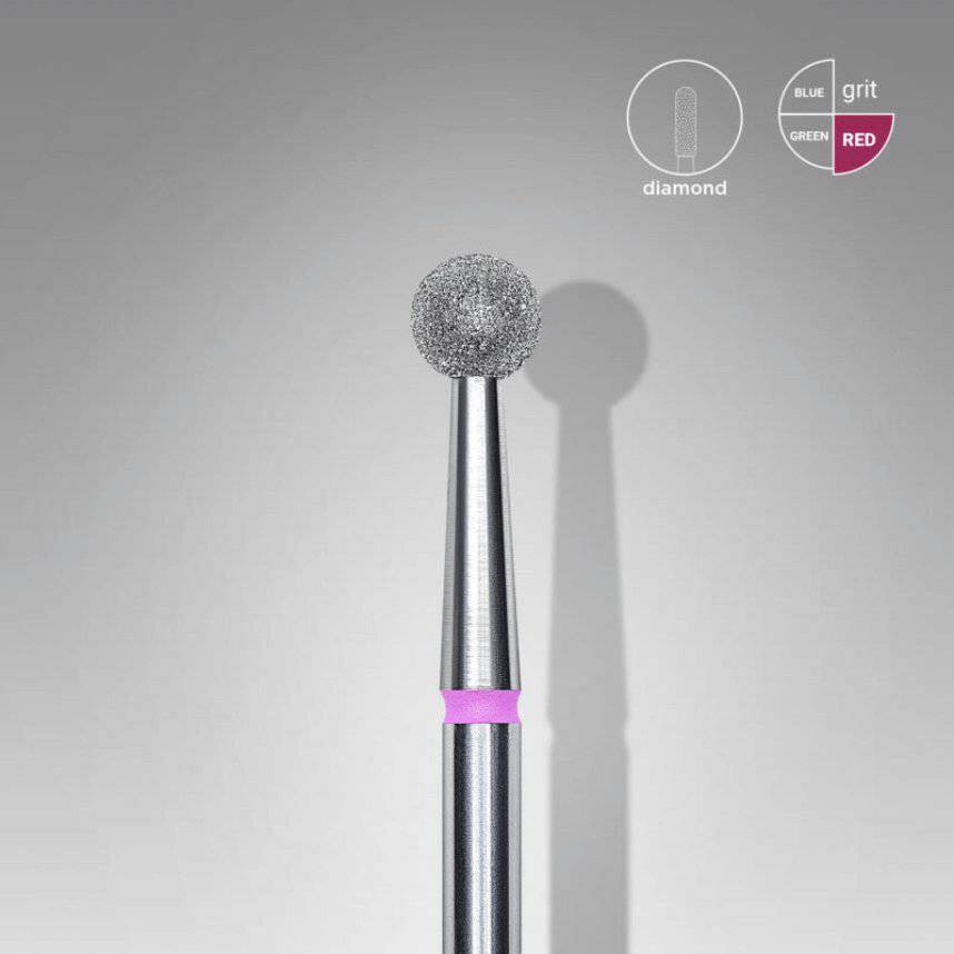Diamond Nail Drill Bit, “Ball” (red + 4mm head) - thePINKchair.ca - efile bit - Staleks