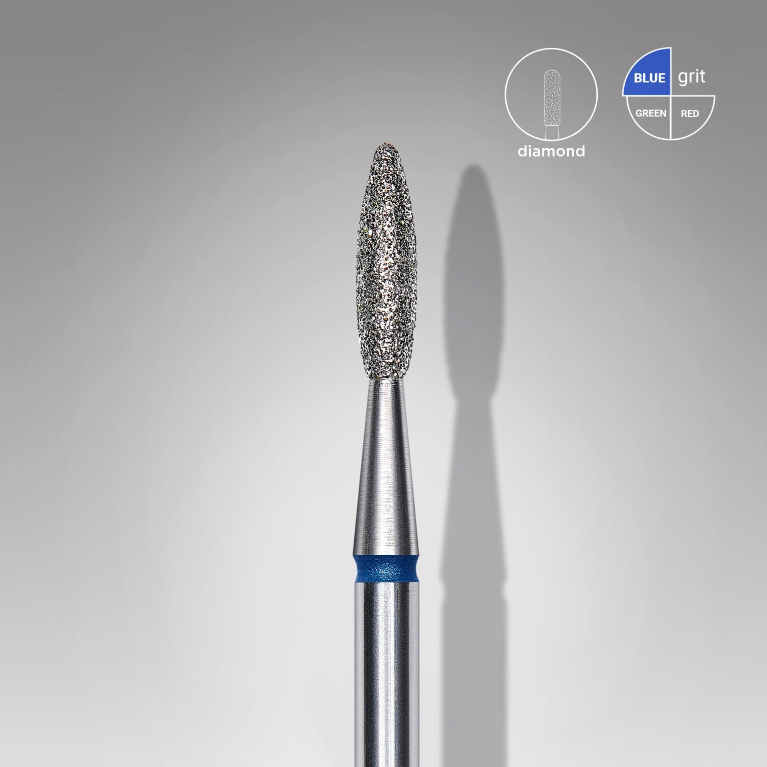 Diamond nail drill bit flame BLUE EXPERT head diameter 2,1 mm / working part 8 mm - thePINKchair.ca - efile Bit - Staleks