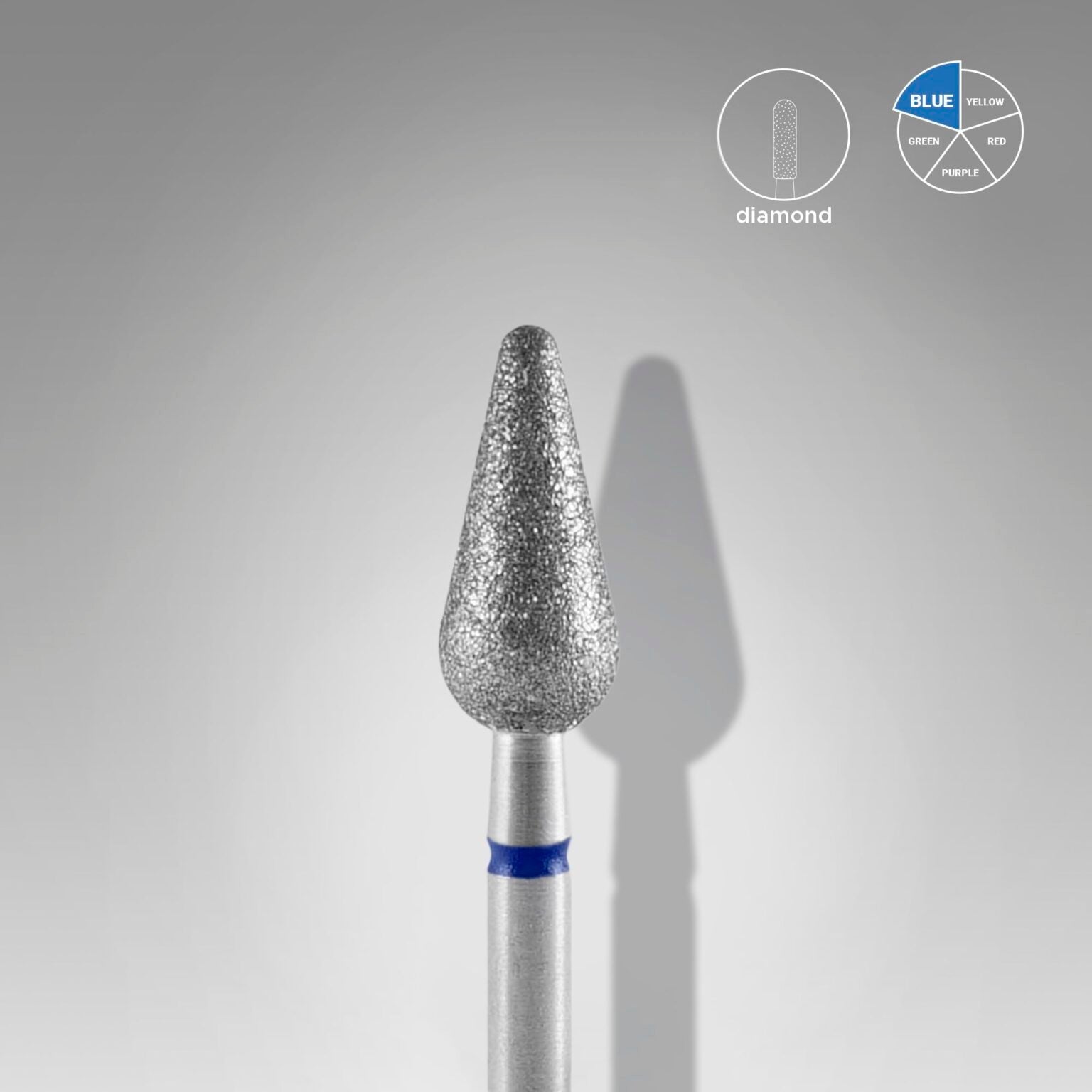 Diamond nail drill bit rounded pear blue EXPERT head diameter 5 mm / working part 12 mm - thePINKchair.ca - efile Bit - Staleks