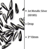 Jet Metallic, Drop (3x10mm/6pcs) by thePINKchair - thePINKchair.ca - Rhinestone - thePINKchair nail studio