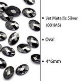 Jet Metallic, Oval (4x6mm/6pcs) by thePINKchair - thePINKchair.ca - Rhinestone - thePINKchair nail studio