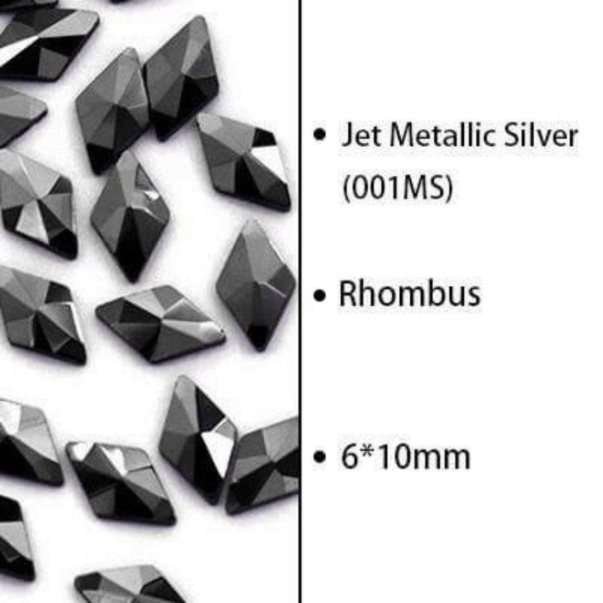 Jet Metallic, Rhombus (6x10mm/6pcs) by thePINKchair - thePINKchair.ca - Rhinestone - thePINKchair nail studio