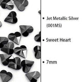 Jet Metallic, Sweetheart (7mm/6pcs) by thePINKchair - thePINKchair.ca - Rhinestone - thePINKchair nail studio