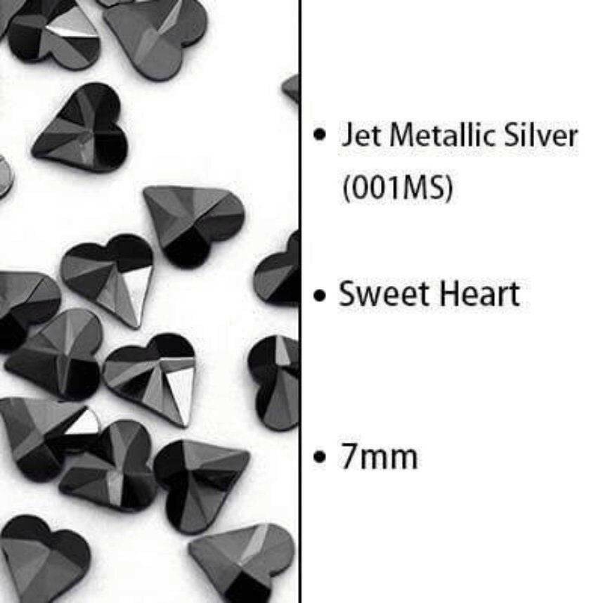 Jet Metallic, Sweetheart (7mm/6pcs) by thePINKchair - thePINKchair.ca - Rhinestone - thePINKchair nail studio