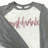 L  #pinkchairtribe, Raglan Baseball Tee