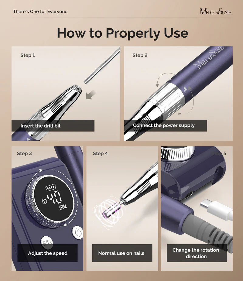 MB420G Rechargeable 40000RPM Nail Drill - thePINKchair.ca - efile - Melody Susie