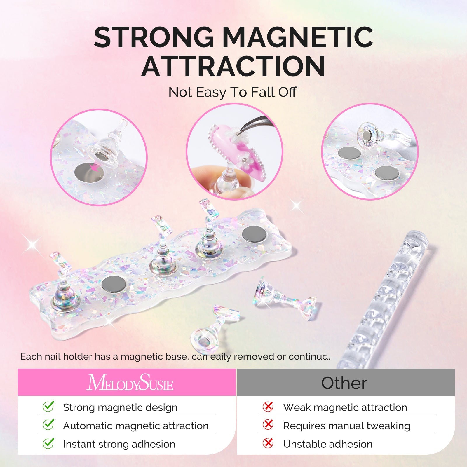 MelodySusie Magnetic Press-On Nail Stand Set – 2 Bases - thePINKchair.ca - Nail Art Tools - MelodySusie