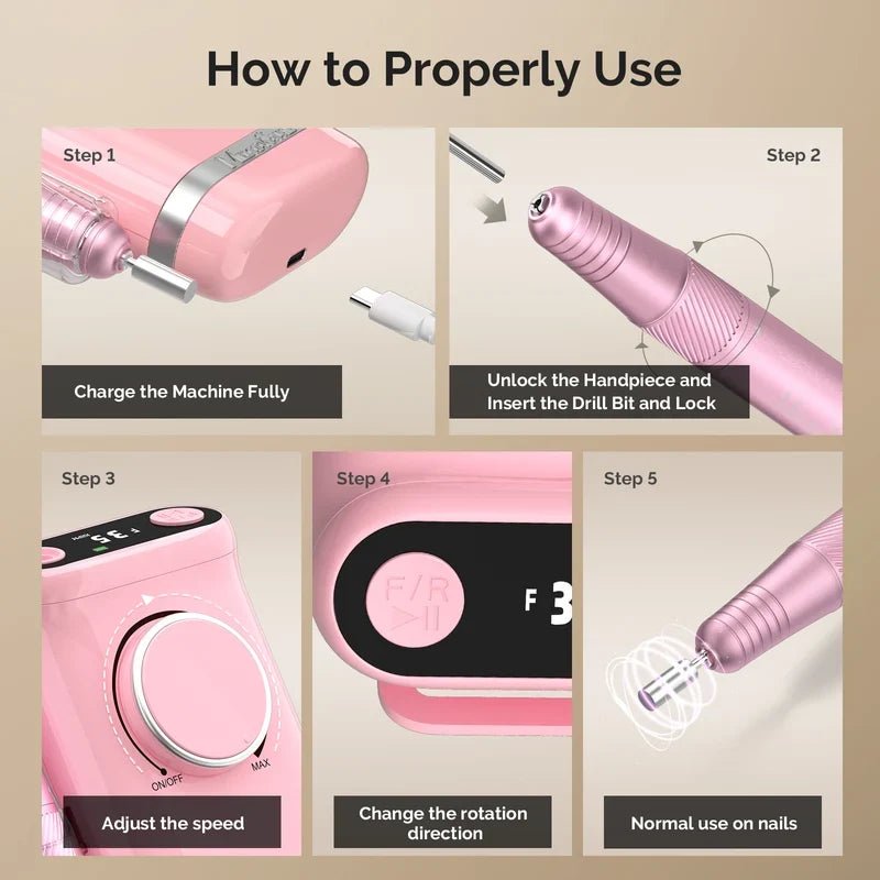 MelodySusie SM320G Rechargeable Clip-On Nail Drill | 35,000 RPM - thePINKchair.ca - Electric Nail Drill - MelodySusie