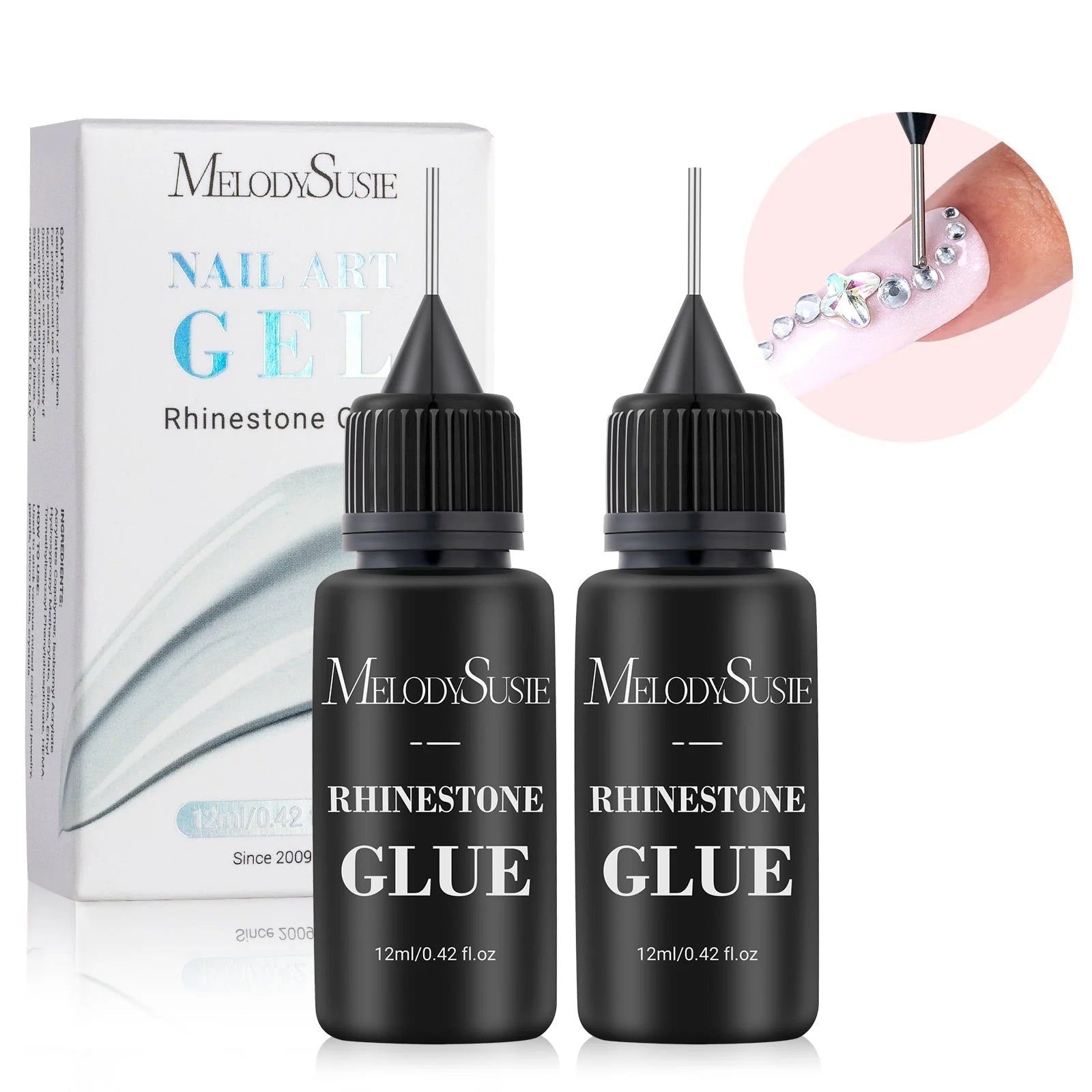 Nail Rhinestone Glue 2Pcs 12ml - thePINKchair.ca - nail art - Melody Susie