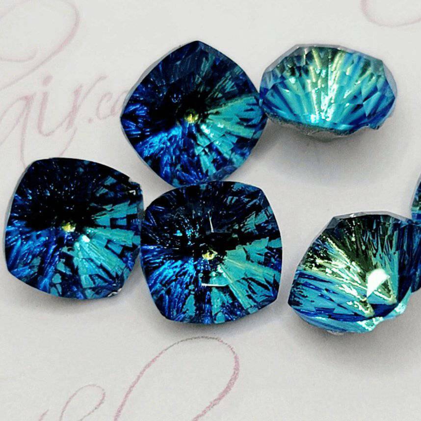 Ocean Blue, Cushion (8x8mm/6pcs) by thePINKchair - thePINKchair.ca - Rhinestone - thePINKchair nail studio