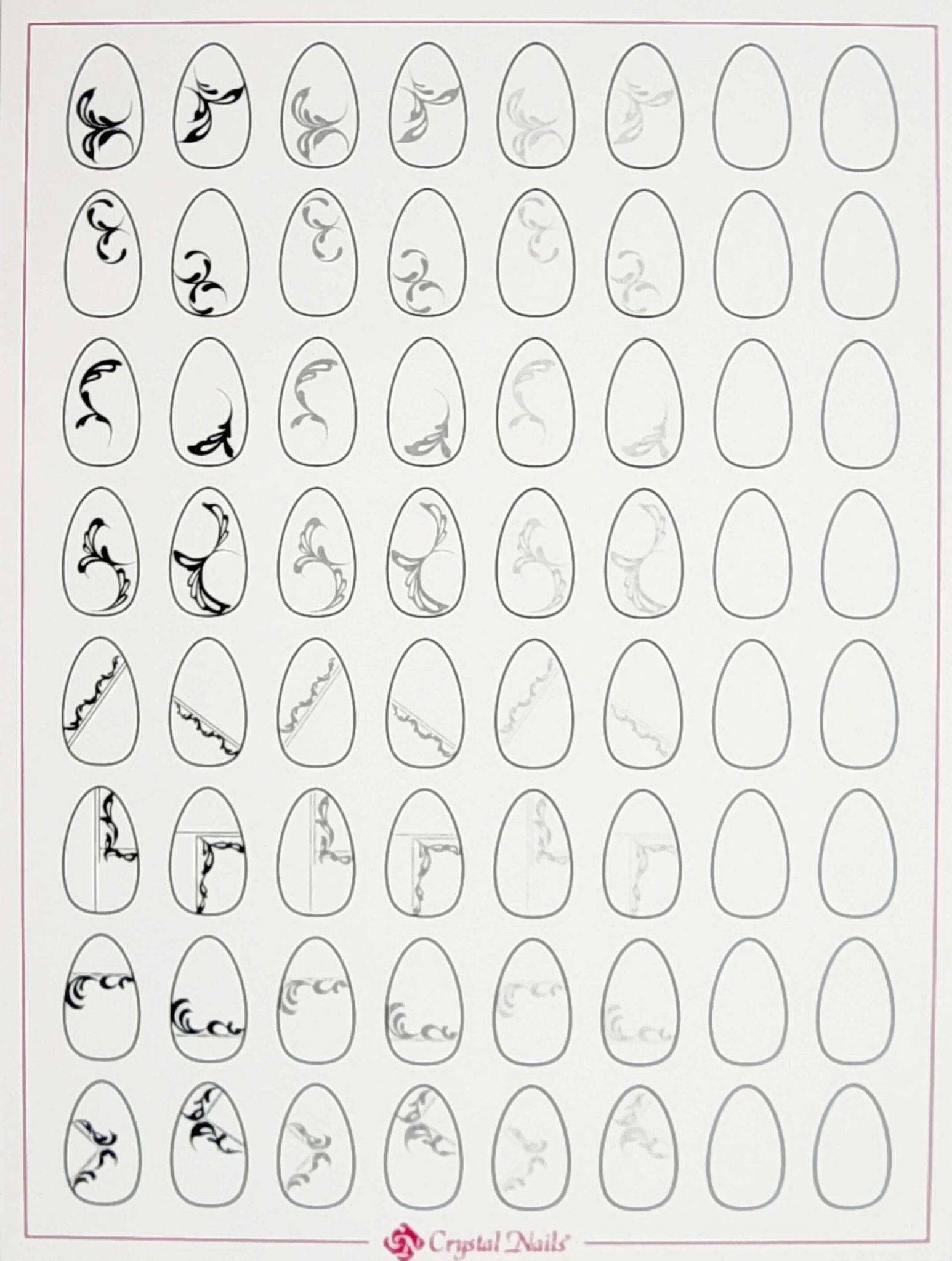 Practice Sheets for Nail Art by Crystal Nails - thePINKchair.ca - Nail Art - Crystal Nails/Elite Cosmetix USA