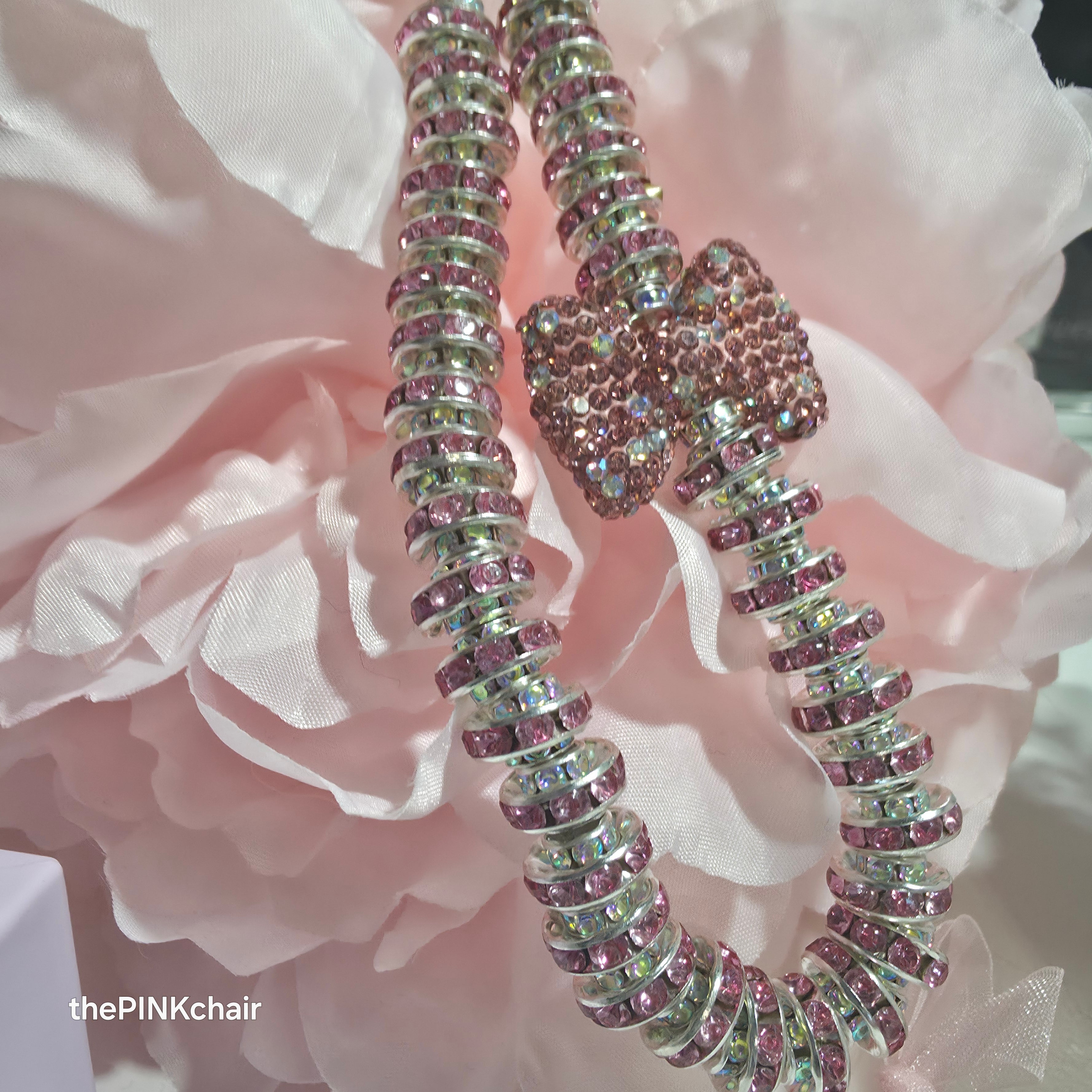 PINK Crystal Bow Wristlet/keychain - thePINKchair.ca