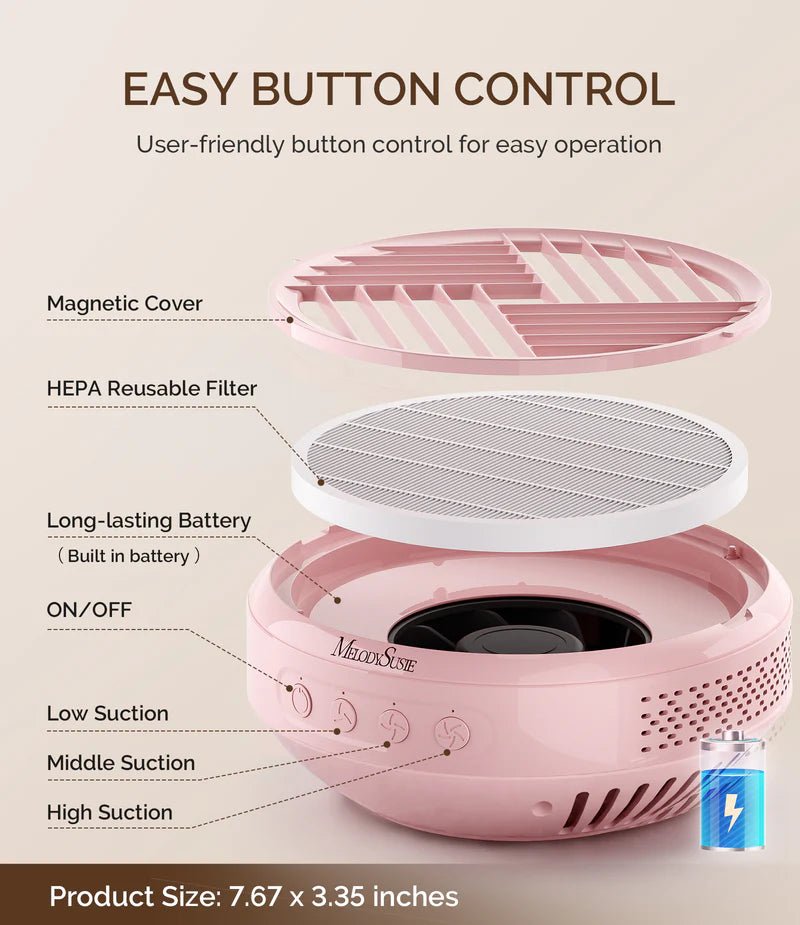 SProR Cordless & Rechargeable Nail Dust Collector - thePINKchair.ca - efile - Melody Susie