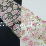 Vintage floral transfer foil for nail art by thePINKchair nail studio, featuring intricate floral patterns on metallic foil.