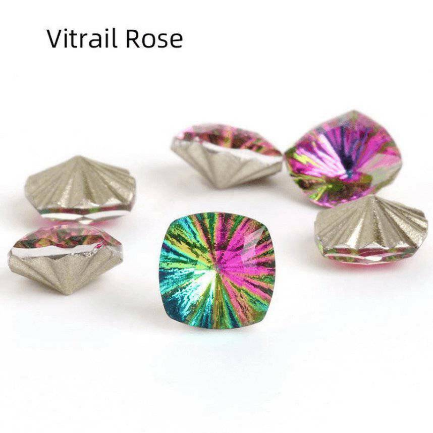 Vitrail Rose, Cushion (8x8mm/6pcs) by thePINKchair - thePINKchair.ca - Rhinestone - thePINKchair nail studio