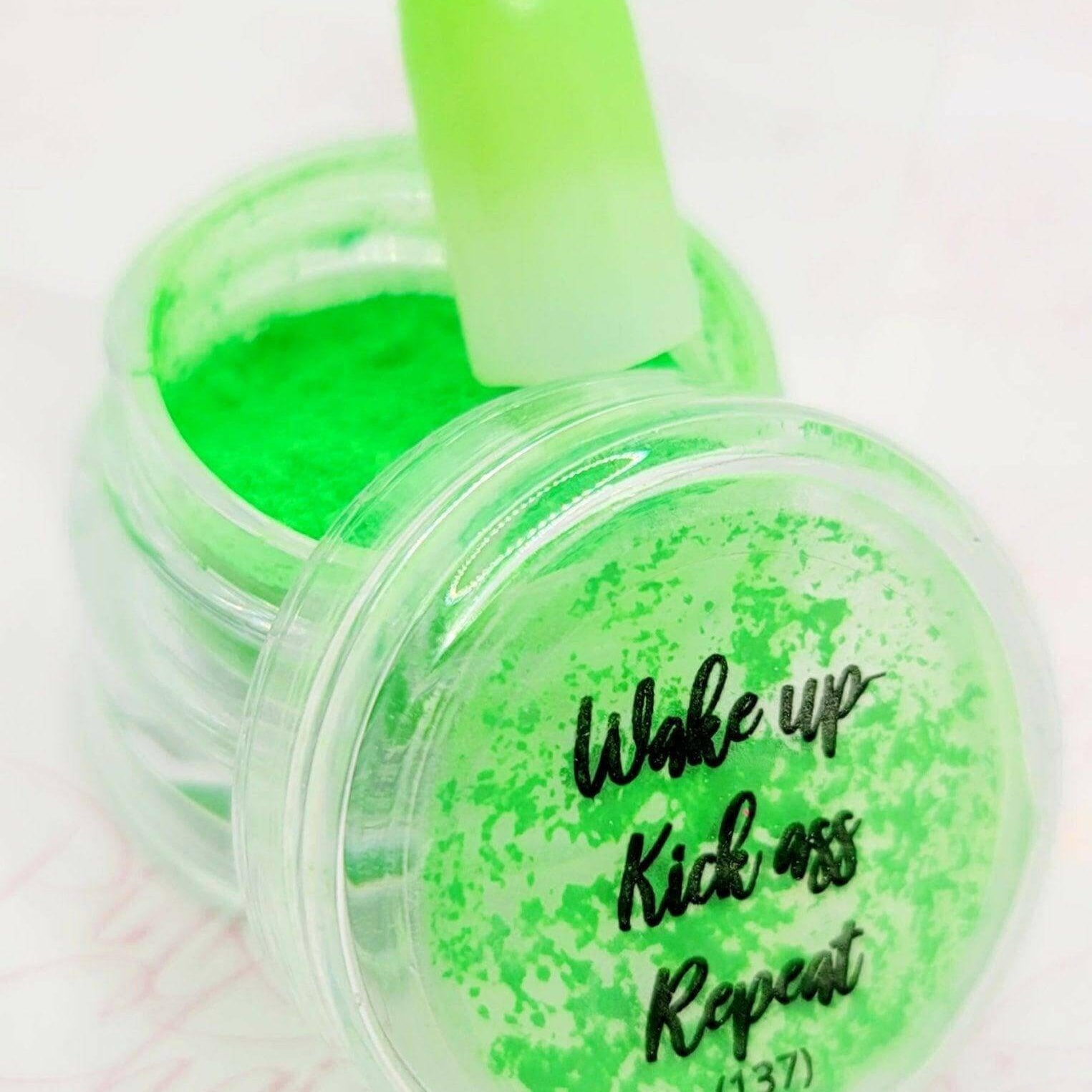 Wake Up, Kick Ass, REPEAT, Pigment by thePINKchair - thePINKchair.ca - Nail Art - thePINKchair nail studio