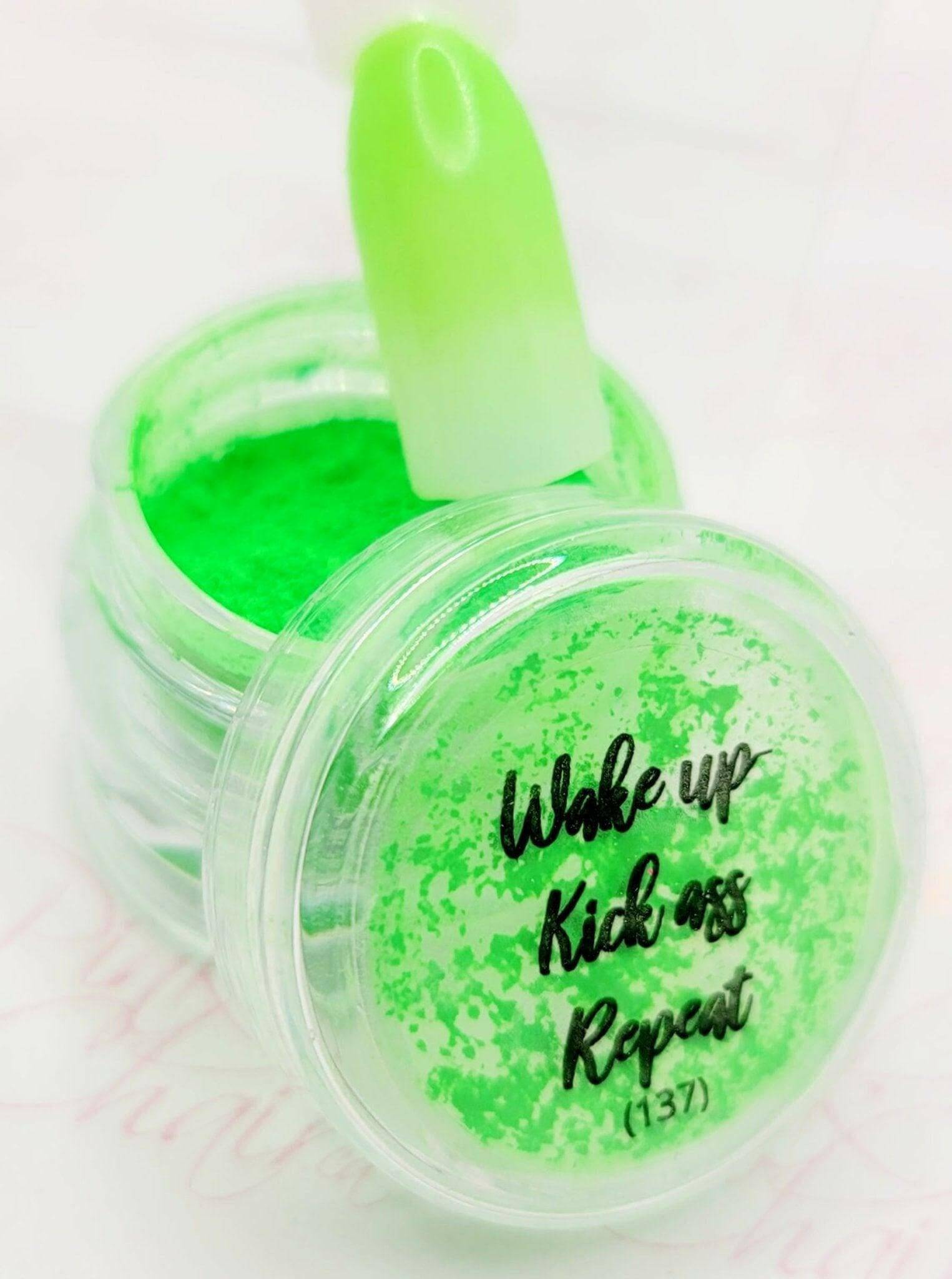 Wake Up, Kick Ass, REPEAT, Pigment by thePINKchair - thePINKchair.ca - Nail Art - thePINKchair nail studio