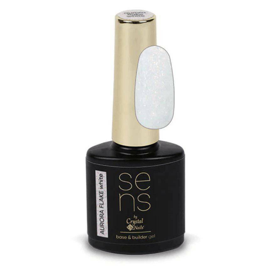 White SENS Aurora Flake Base & Builder Gel (10ml) - thePINKchair.ca - Builder Gel - Crystal Nails/Elite Cosmetix USA