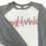 XL  #pinkchairtribe, Raglan Baseball Tee