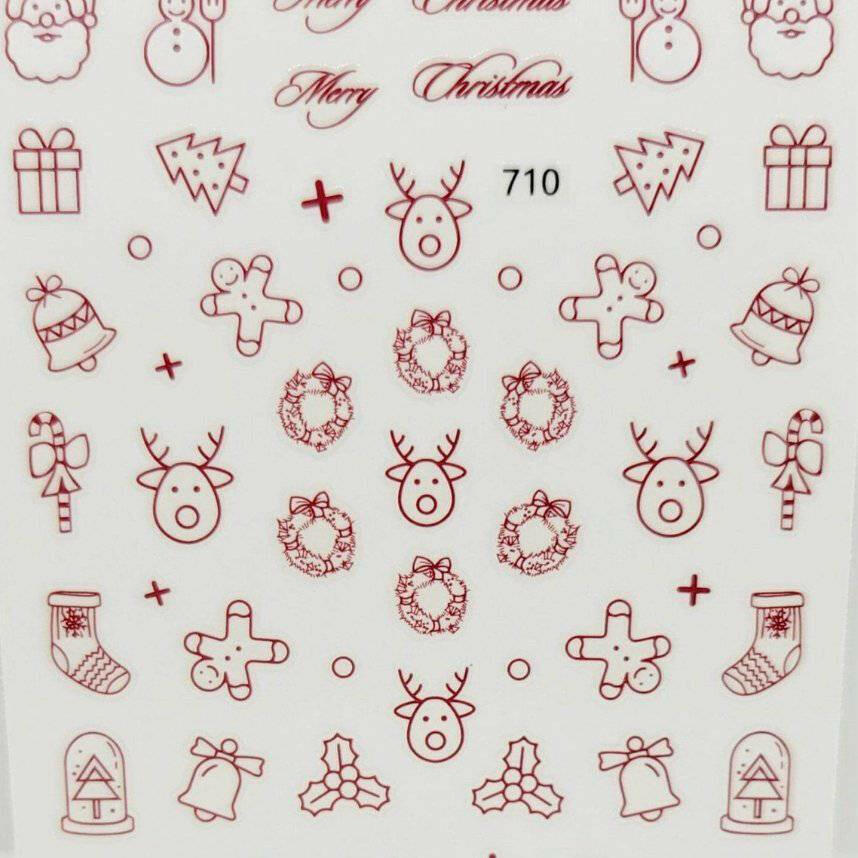 710, Red Christmas Decal/Sticker by thePINKchair - thePINKchair.ca - Nail Art Kits & Accessories - thePINKchair nail studio