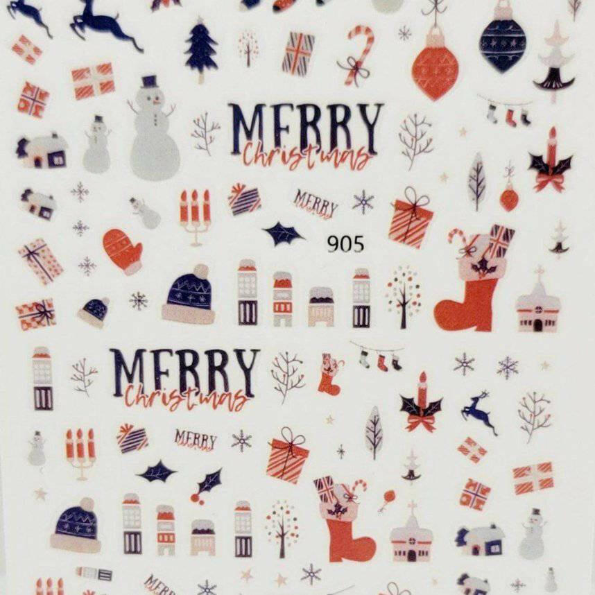 905, Merry Christmas Decal/Sticker by thePINKchair - thePINKchair.ca - Nail Art Kits & Accessories - thePINKchair nail studio