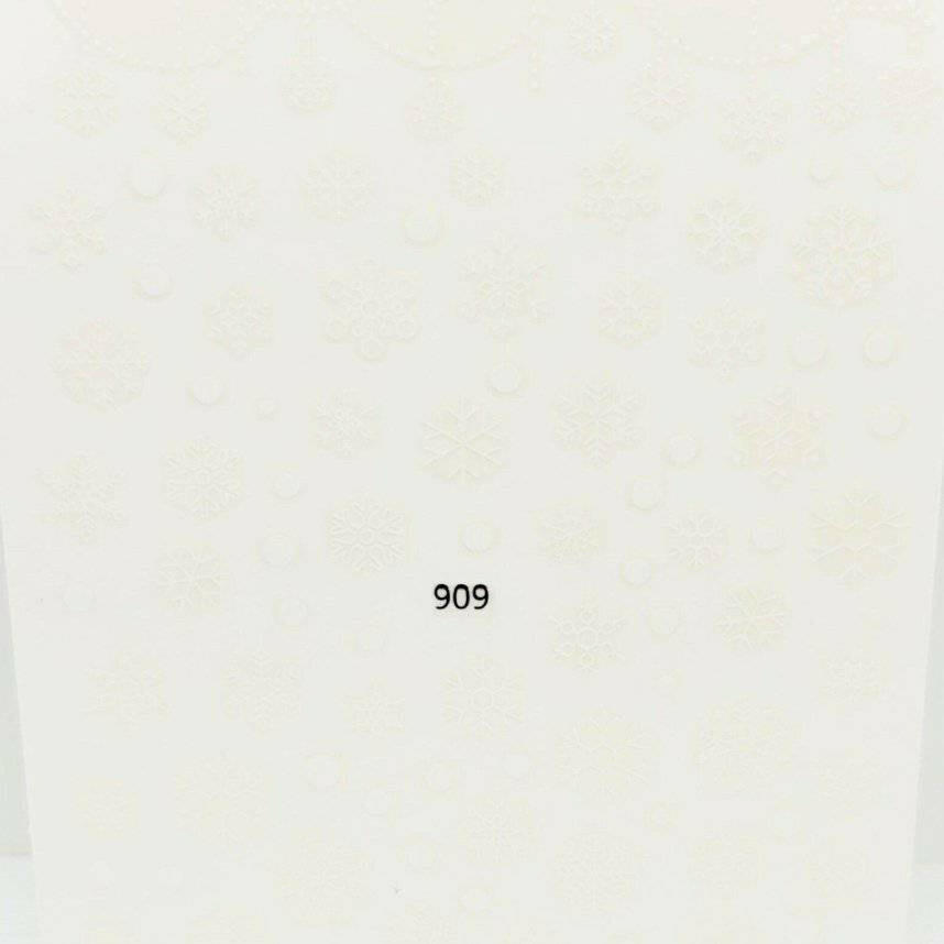 909, White Snowflakes Decal/Sticker by thePINKchair - thePINKchair.ca - Nail Art Kits & Accessories - thePINKchair nail studio