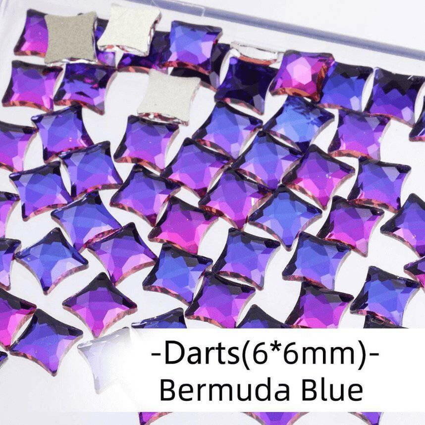Bermuda Blue, Dart (6x6mm/12pcs) by thePINKchair - thePINKchair.ca - Rhinestone - thePINKchair nail studio