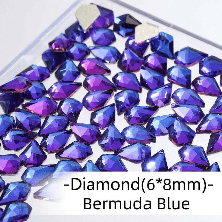 Bermuda Blue, Diamond (6x8mm/12pcs) by thePINKchair - thePINKchair.ca - Rhinestone - thePINKchair nail studio