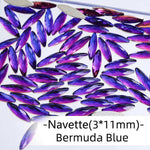 Bermuda Blue, Navette (3x11mm/12pcs) by thePINKchair - thePINKchair.ca - Rhinestone - thePINKchair nail studio