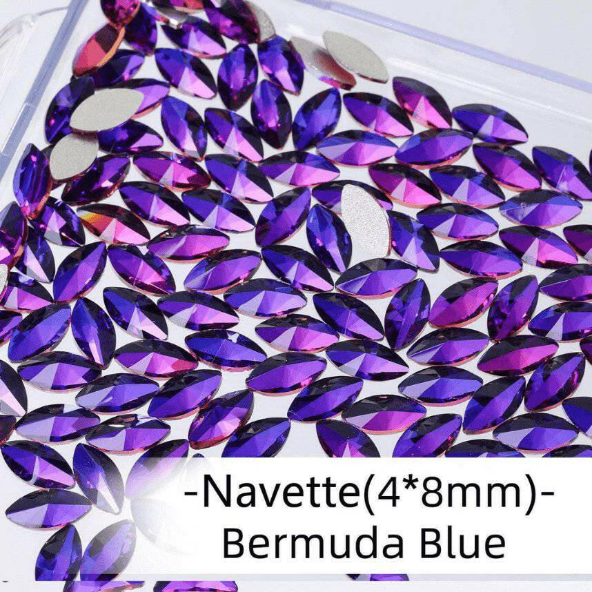 Bermuda Blue, Navette (4x8mm/12pcs) by thePINKchair - thePINKchair.ca - Rhinestone - thePINKchair nail studio